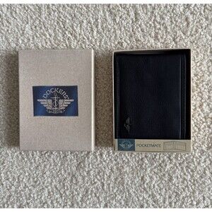 Dockers Men’s Pocketmate Full Grain Leather L-Fold Wallet Black-New With Box